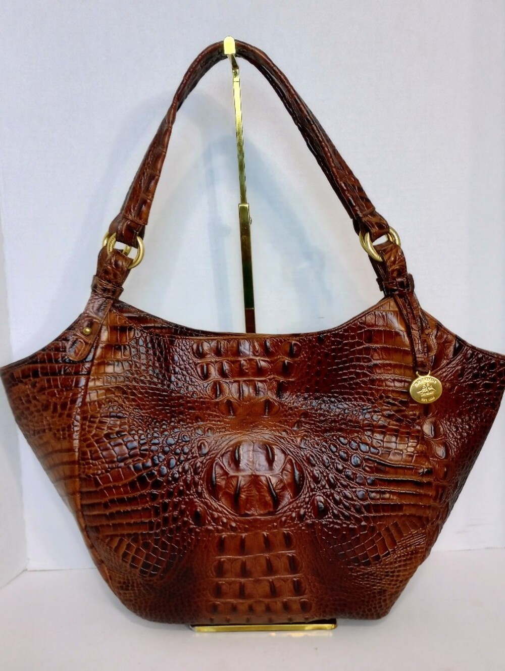 Brahmin Jacqueline Hobo Tote Bag Pecan Melbourne, Croc Embossed Leather